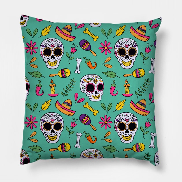 Sugar Skull Pattern Pillow by aquariart