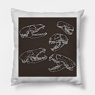 North American Predator Skulls White Lines Brown Pillow