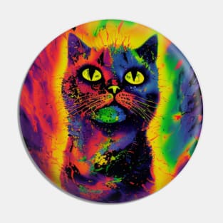 Trippy Multicolored Cat Pin