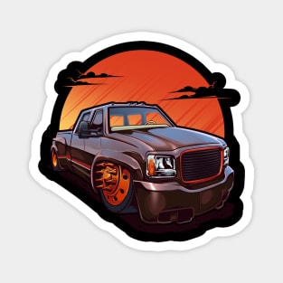 Lowered Brown Truck Magnet