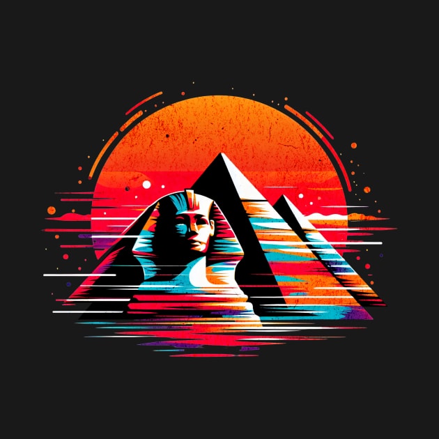 Vintage Retro Pyramids of Giza Sphinx Design by Miami Neon Designs