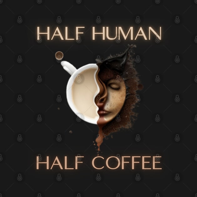 Half human half coffee, gift present ideas,  coffee addict by Pattyld