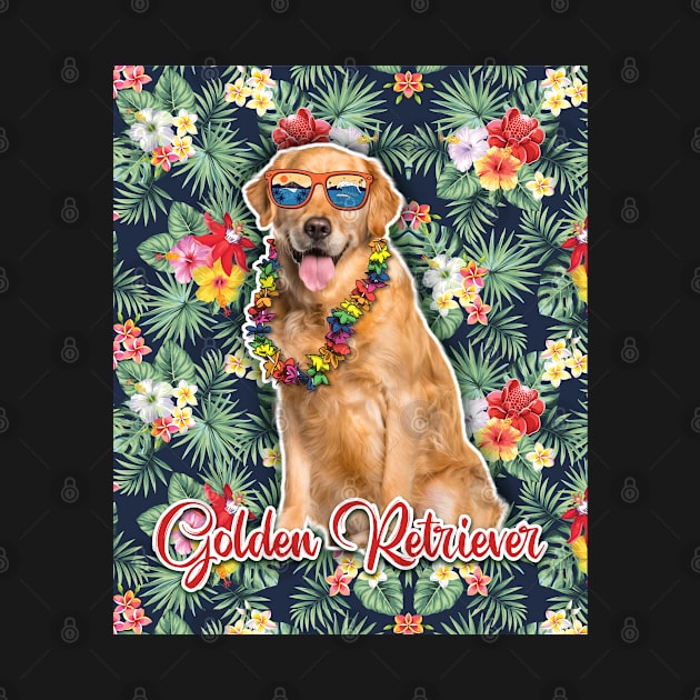 Golden Retriever Summer Funky Hawaiian by Hoahip