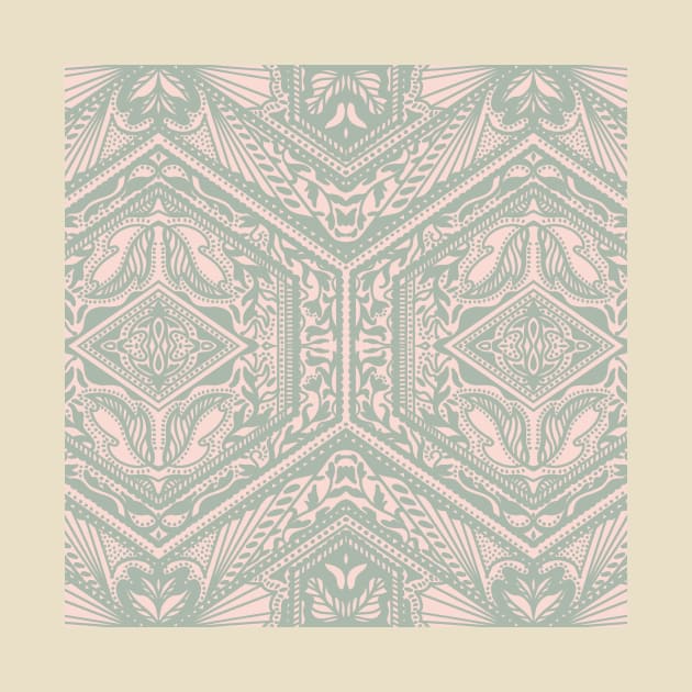 Blush and Sage Hexagon Geometry by Carolina Díaz