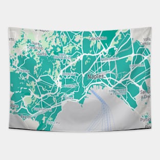 Naples light blue map Tapestry