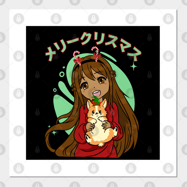 Kawaii Anime Black Girl And Corgi Christmas - Anime Christmas - Posters and Art Prints | TeePublic Kawaii Anime Black Girl And Corgi Christmas - Anime Christmas - Posters and Art Prints | TeePublic