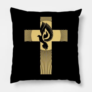 The cross of Jesus and the dove - a symbol of the Holy Spirit Pillow