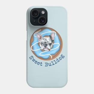 Sweet Bulldog and donut with blue glaze Phone Case