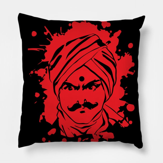 Bharathai Face Poem Bharathiyar Tamil Culture Pillow by alltheprints