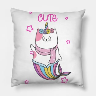 cat unicorn mermaid Pillow