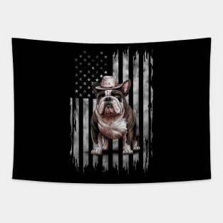 Patriotic American Bulldog Salute- Usa Pride Tapestry