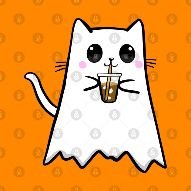 Iced Coffee Ghost Cat by KilkennyCat Art