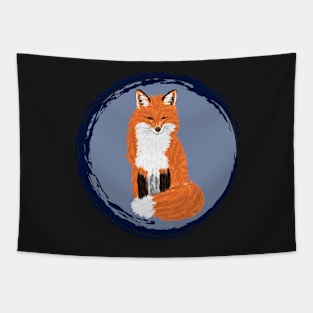 Artwork of a Sitting Red Fox II Tapestry