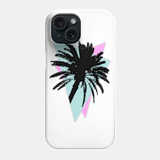 Retrowave Palm Tree In Cyan and Magenta Triangles Phone Case