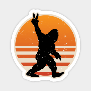 Retro Bigfoot Peace Sign Magnet