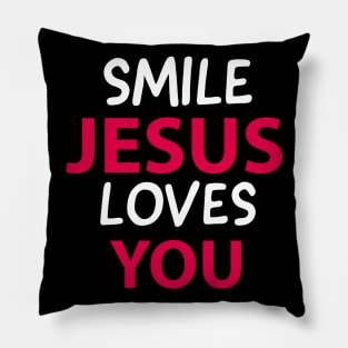 Smile Jesus Loves You Motivational Christians Quote Pillow