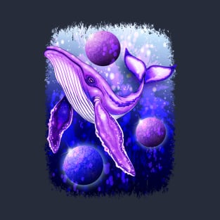 Cyber Whale on Ultra Violet Deep Space Ocean T-Shirt