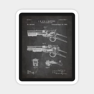 Browning Breach Rifle Patent - Gun Lover Gunsmith Art - Black Chalkboard Magnet