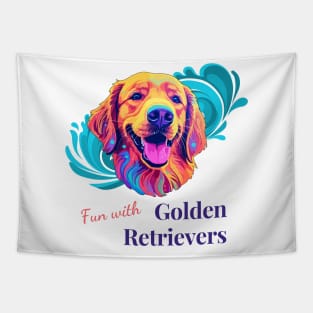 Golden Retrievers Swimming Tapestry