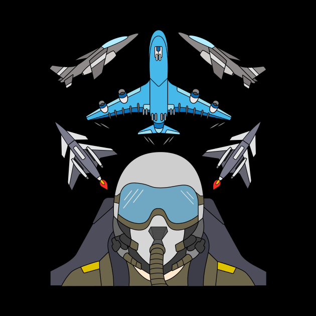 Cool Fighter Pilot Design with Jets and Airplane by samshirts