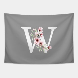 Letter W Monogram With Cherry Blossoms Tapestry