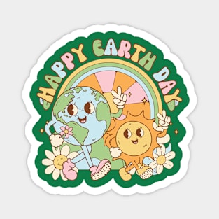 Happy Earth Day Retro Earth Day 2024 Environment Magnet