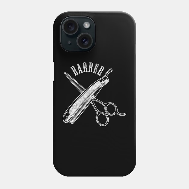 Barber Tools Vintage Classic Barber Retro Distressed Phone Case by TheVintageChaosCo.