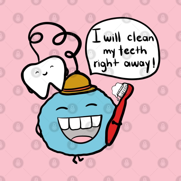 Blue Bubble and Molar (How do I brush my teeth?) Book Character by Happimola