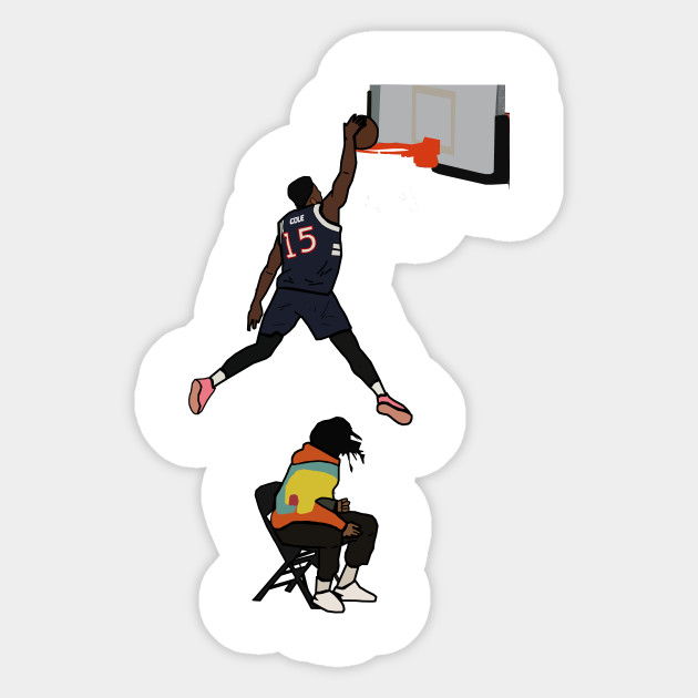 Dennis Smith Jr 2019 Nba Slam Dunk Contest Jump Over J Cole New York Knicks Nba Sticker Teepublic