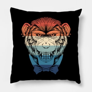 Retro Bowtie Chimp Pillow