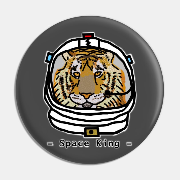 Spaceman Portrait of a Space Tiger Pin by ellenhenryart