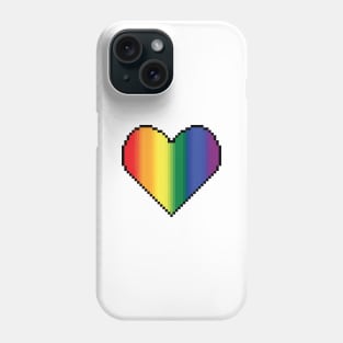 inclusive Pride LGBTQ Rainbow flag heart pixel art Phone Case