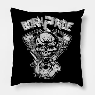 Born 2 Ride Biker Skull Pillow