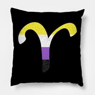 Nonbinary Aries Pride Flag Zodiac Sign Pillow