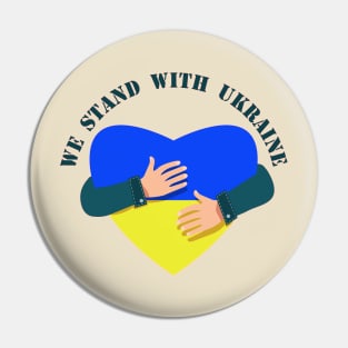 We stand with Ukraine heart and slogan Pin