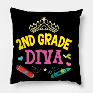 2nd Grade Diva Second Grader Princess Back To School Kid Pillow