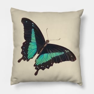 Black and Blue Swallowtail Butterfly Pillow