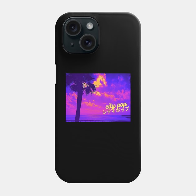 Retro City Pop Vaporwave Japanese Beach Phone Case by Knorowara