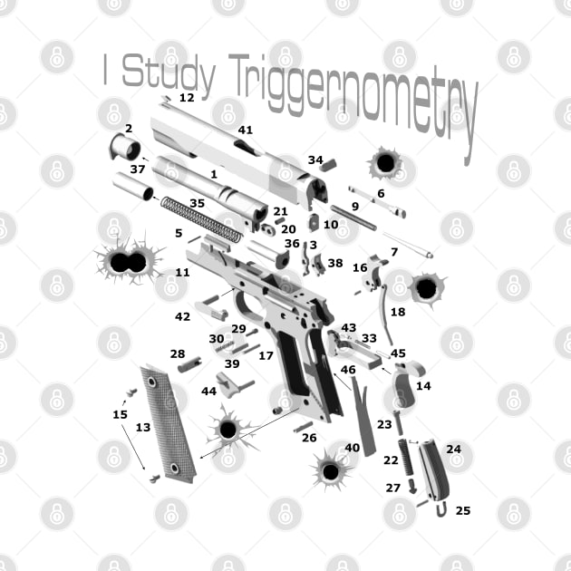 I Study Triggernometry Exploded view hand gun by The Laughing Professor