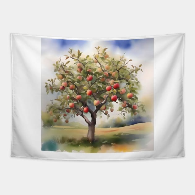 Apple Tree Day - January 6 - Watercolor & Pen Tapestry by Oldetimemercan