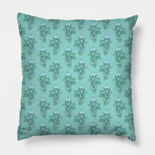 Abstract Blue Jellyfish Pattern Pillow