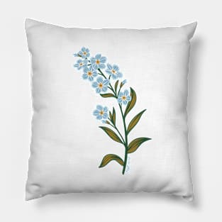 Forget me not flowers, illustrated floral blue Pillow