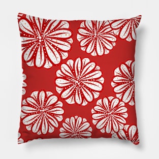 Abstract Red flower line art seamless digital pattern Pillow