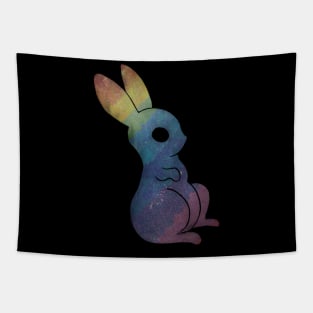 Rainbow magic bunny of the galaxy black Tapestry