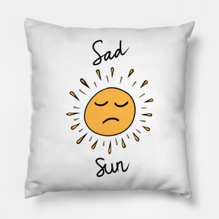 Sad Sun Yellow Hand Drawing Pillow