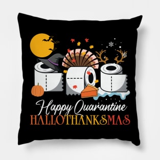 Quarantine HalloThanksMas Funny Halloween Thanksgiving Christmas Design Gift Pillow