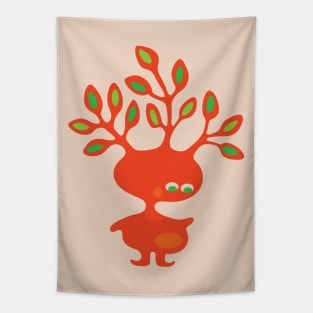 TREE HEADS Cute Orange Imaginary Kids Kawaii Monster with Leaf Antlers - UnBlink Studio by Jackie Tahara Tapestry