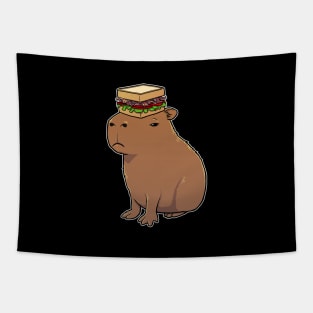 Capybara with a BLT Sandwich on its head Tapestry