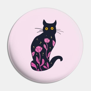 Kitty with pink flowers Pin