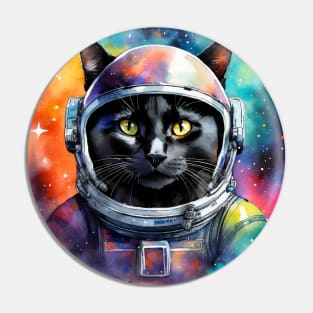 Rainbow Galaxy Astronaut Black Cat Pin